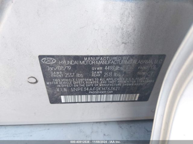 5NPE34AF0KH767621 Hyundai Sonata Sport