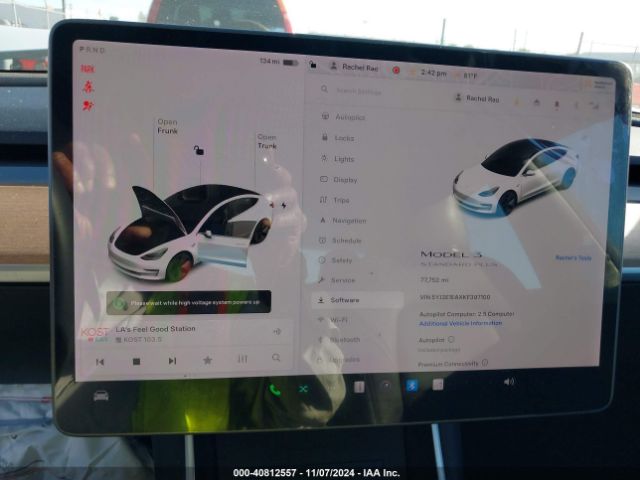 5YJ3E1EAXKF397100 Tesla Model 3 Long Range/mid Range/standard Range/standard Range Plus