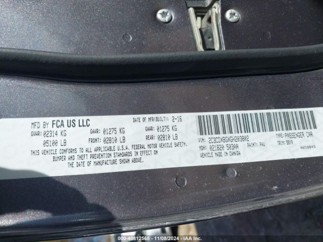 2C3CDXBGXGH203802 Dodge Charger Se