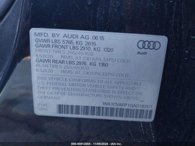 WA1CVAFP1GA016201 Audi Q5 3.0 Tdi Premium Plus