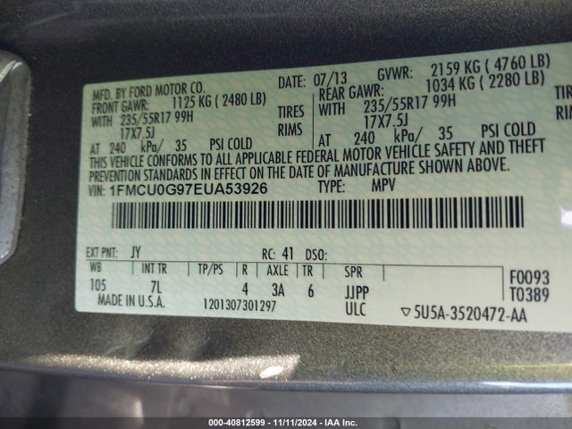 Ford ESCAPE SE 2014 1FMCU0G97EUA53926 Image 9