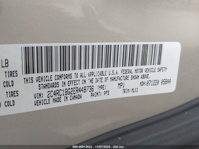 2C4RC1BG2ER448736 Chrysler Town & Country Touring