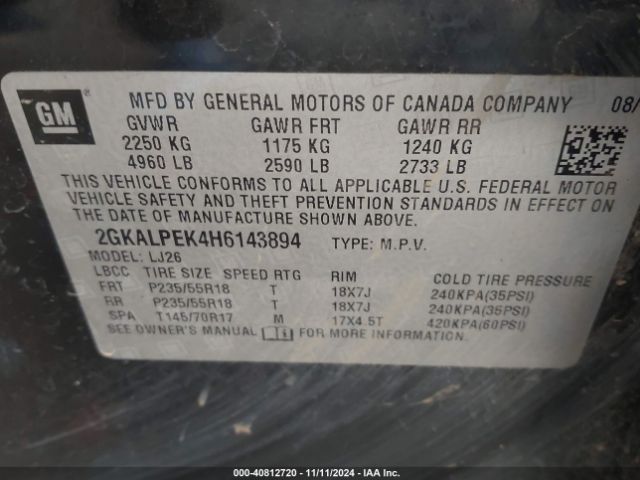 2GKALPEK4H6143894 GMC Terrain Slt