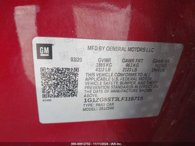 1G1ZG5ST3LF116715 Chevrolet Malibu Fwd Rs