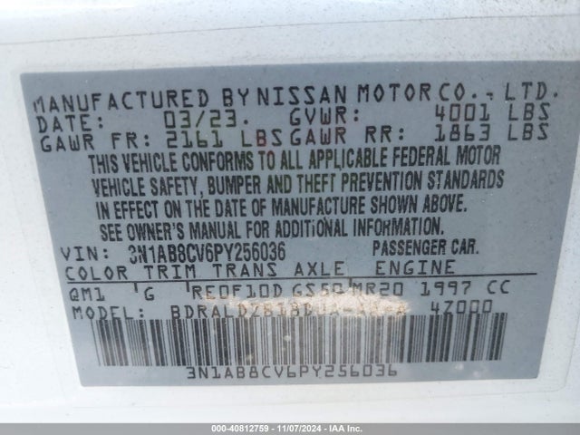 Nissan Sentra Sv Xtronic Cvt 2023 3N1AB8CV6PY256036 Image 9