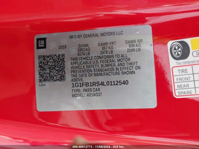 1G1FB1RS4L0112540 Chevrolet Camaro Rwd  1lt