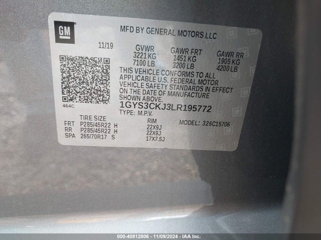 1GYS3CKJ3LR195772 Cadillac Escalade 2wd Premium Luxury