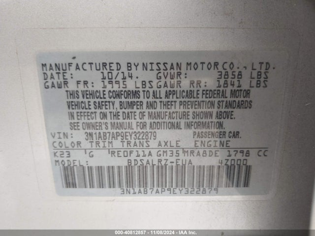 Nissan SENTRA SR 2014 3N1AB7AP9EY322879 Image 9