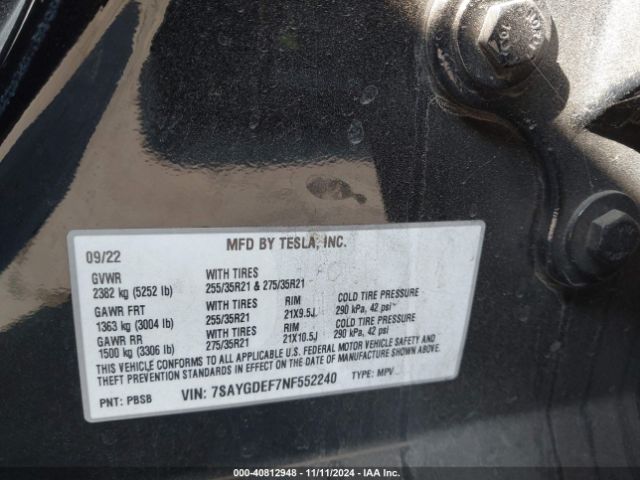 7SAYGDEF7NF552240 Tesla Model Y Performance Dual Motor All-wheel Drive