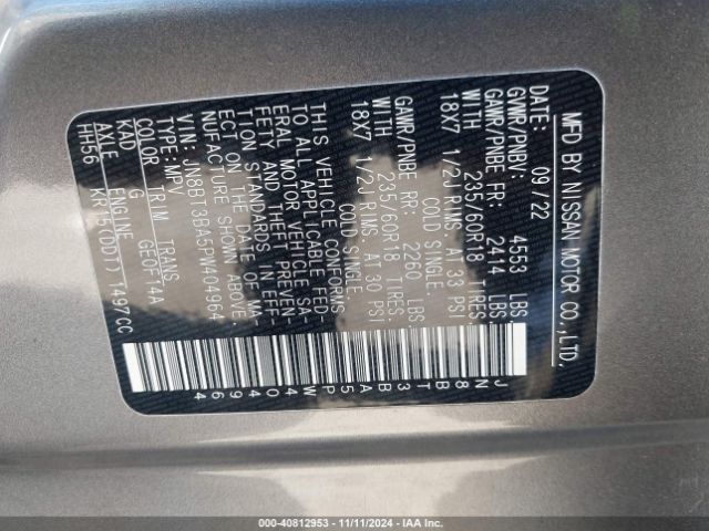 JN8BT3BA5PW404964 Nissan Rogue Sv Fwd