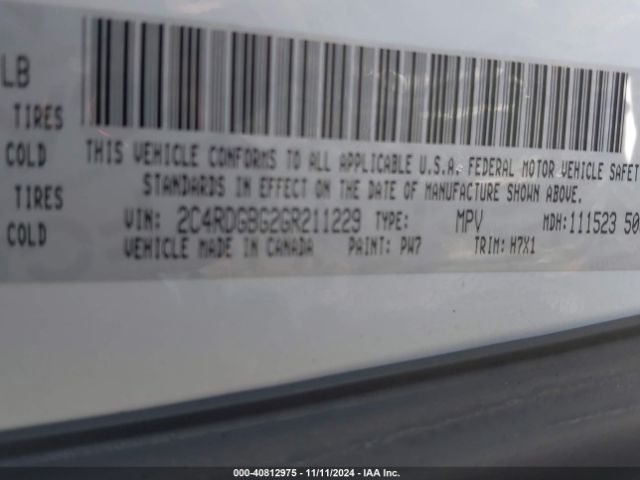 2C4RDGBG2GR211229 Dodge Grand Caravan American Value Pkg