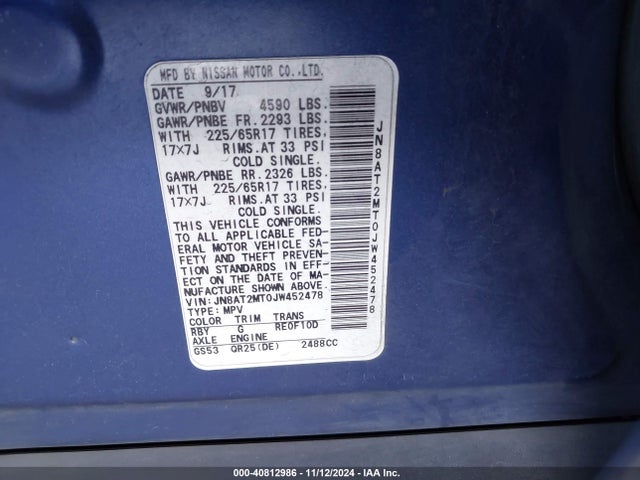 Nissan ROGUE S 2018 JN8AT2MT0JW452478 Image 9