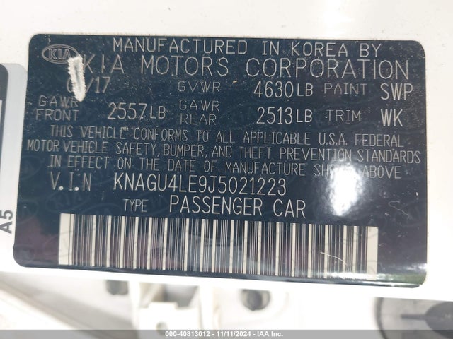 KNAGU4LE9J5021223 KIA Optima Hybrid Ex