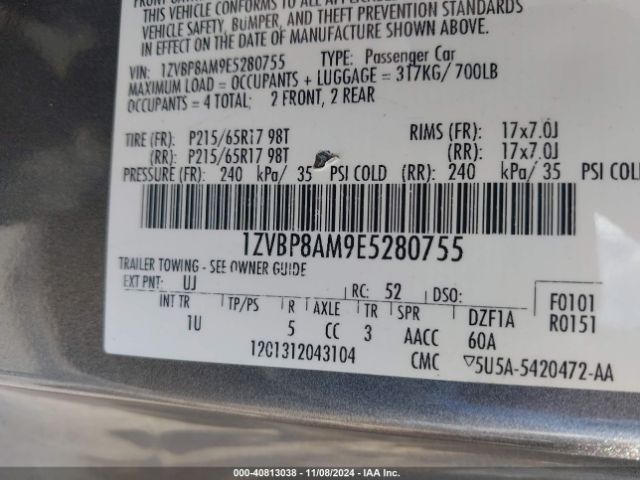 1ZVBP8AM9E5280755 Ford Mustang