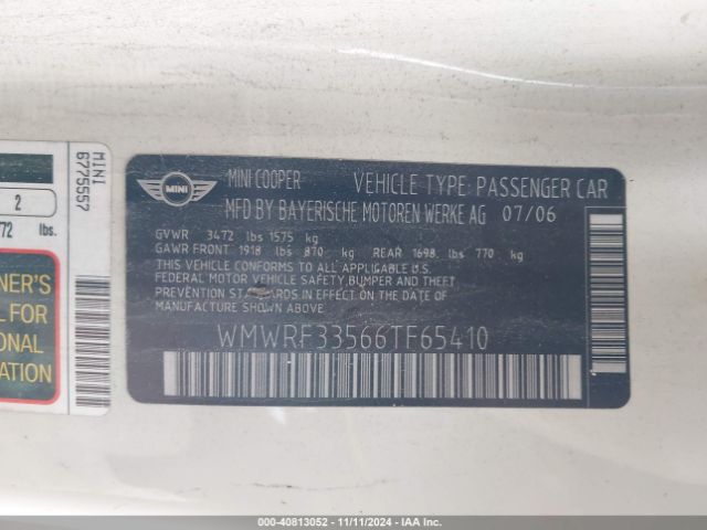 2006 MINI COOPER WMWRF33566TF65410 Photo 8
