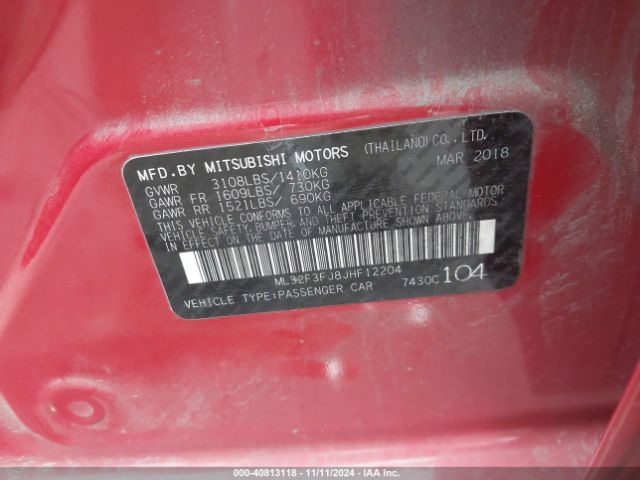 2018 MITSUBISHI MIRAGE G4 ML32F3FJ8JHF12204 Photo 8