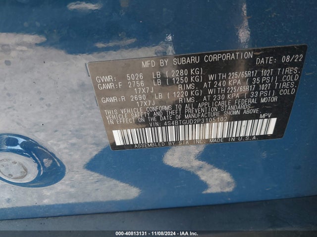 Subaru Outback Wilderness 2023 4S4BTGUD2P3105102 Image 9
