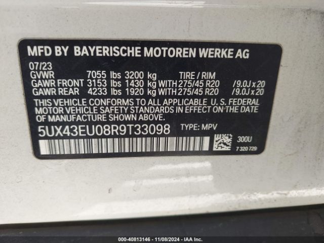 5UX43EU08R9T33098 BMW X5 Phev Xdrive50e