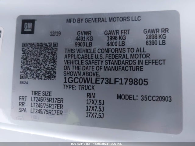 1GC0WLE73LF179805 Chevrolet Silverado 2500hd 2wd  Long Bed Wt