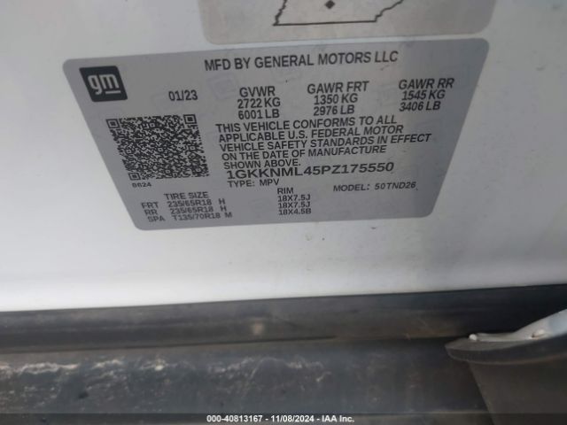 1GKKNML45PZ175550 GMC Acadia Fwd Slt
