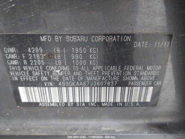 4S3GKAA67J3607837 Subaru Impreza 2.0i