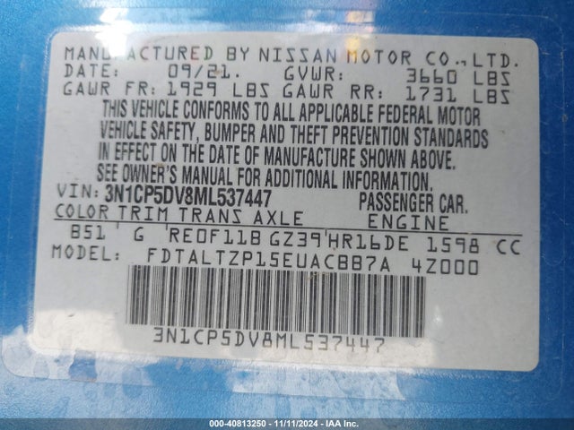Nissan Kicks Sr Xtronic Cvt 2021 3N1CP5DV8ML537447 Image 9