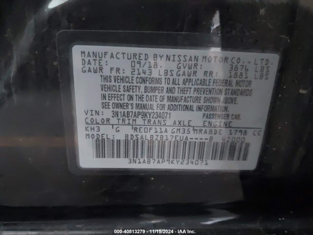Nissan SENTRA S 2019 3N1AB7AP9KY234071 Image 9