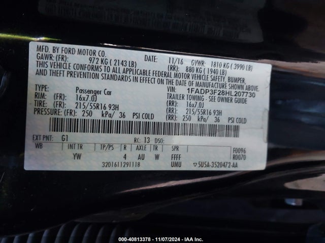 Ford FOCUS SE 2017 1FADP3F28HL207730 Image 9