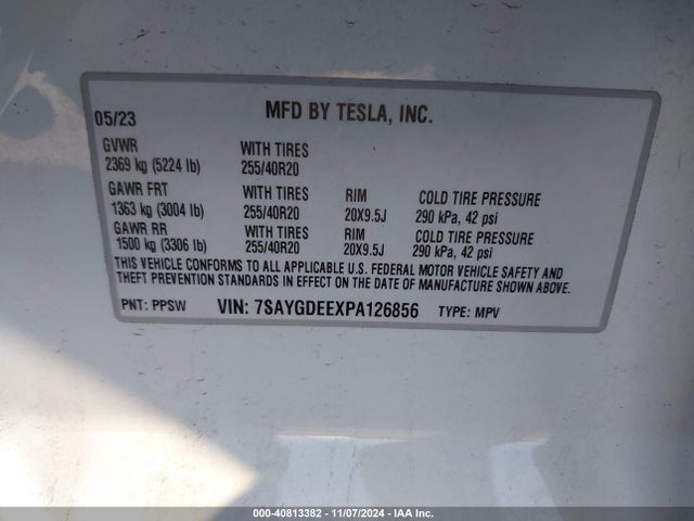 2023 TESLA MODEL Y 7SAYGDEEXPA126856 Photo 8