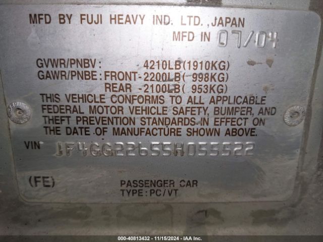 2005 SAAB 9-2X JF4GG22655H055522 Photo 8