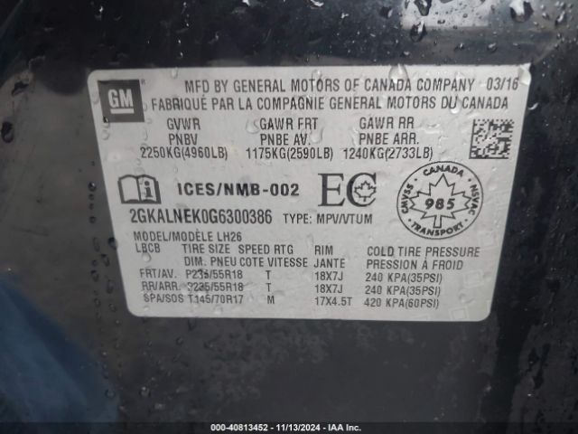 2GKALNEK0G6300386 GMC Terrain Sle-2
