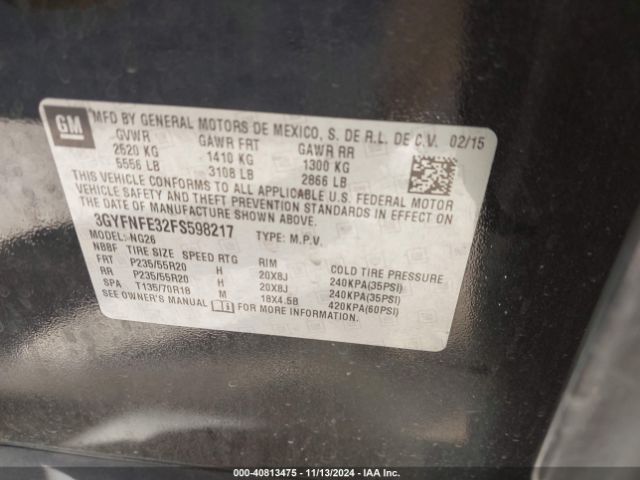 3GYFNFE32FS598217 Cadillac Srx Performance Collection