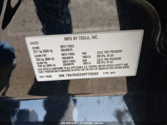 2023 TESLA MODEL Y 7SAYGAEE8PF769580 Photo 8