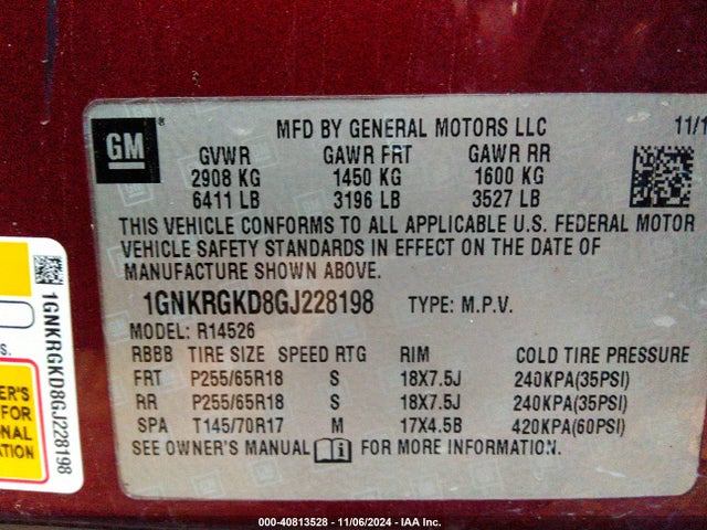 Chevrolet Traverse 1lt 2016 1GNKRGKD8GJ228198 Image 9