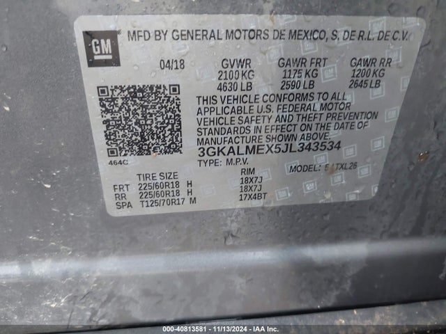 3GKALMEX5JL343534 GMC Terrain Sle