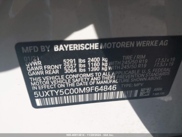 5UXTY5C00M9F64846 BMW X3 Xdrive30i