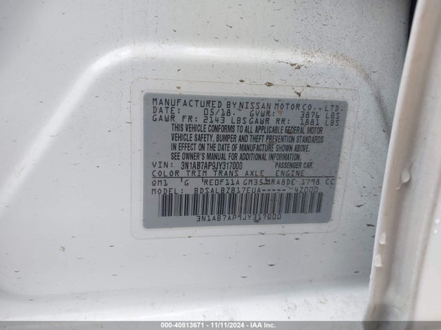 Nissan SENTRA S 2018 3N1AB7AP9JY317000 Image 9