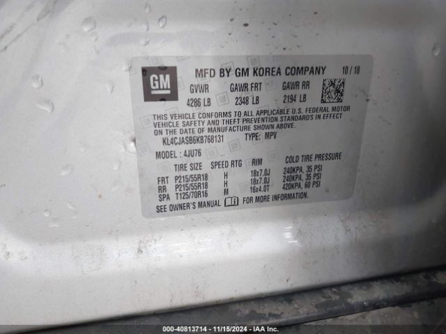 KL4CJASB6KB768131 Buick Encore Fwd Preferred