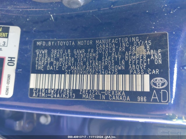 Toyota Corolla S Plus 2015 2T1BURHE2FC340475 Image 9