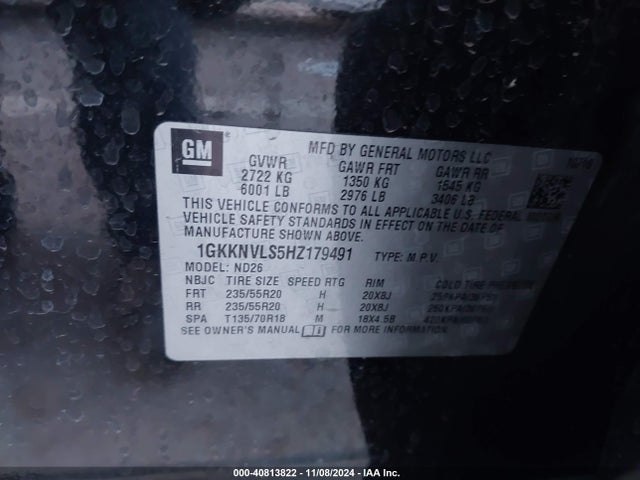 1GKKNVLS5HZ179491 GMC Acadia Slt-1