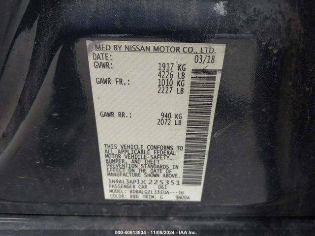 Nissan Altima 2.5 S 2018 1N4AL3AP3JC225351 Image 9