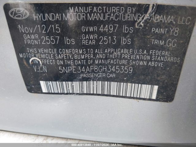 5NPE34AF8GH345359 Hyundai Sonata Sport