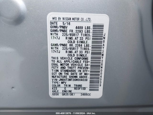 Nissan ROGUE S 2016 JN8AT2MT2GW004039 Image 9