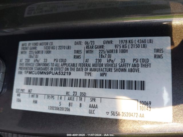 1FMCU0MN9PUA53219 Ford Escape St-line