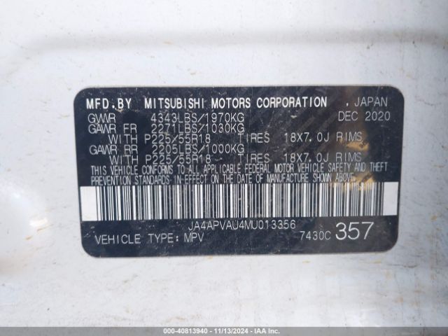 2021 MITSUBISHI OUTLANDER SPORT JA4APVAU4MU013356 Photo 8