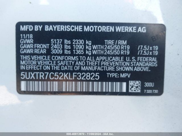 5UXTR7C52KLF32825 BMW X3 Sdrive30i