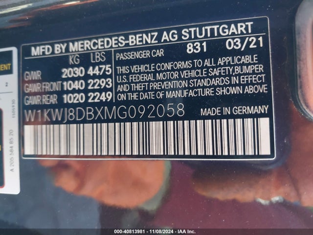 W1KWJ8DBXMG092058 Mercedes-Benz C 300 Coupe