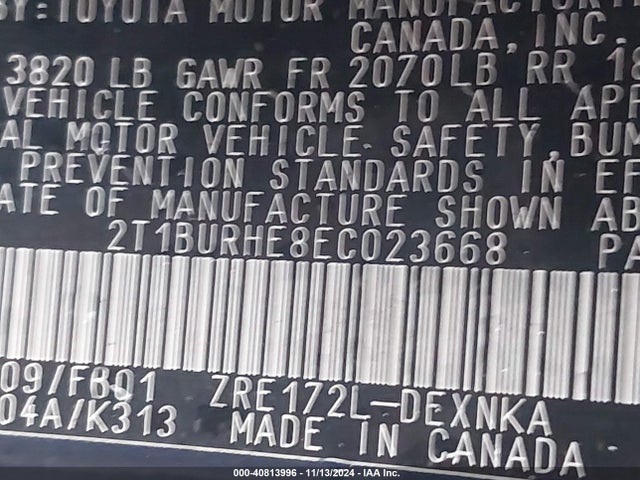Toyota COROLLA LE 2014 2T1BURHE8EC023668 Image 9