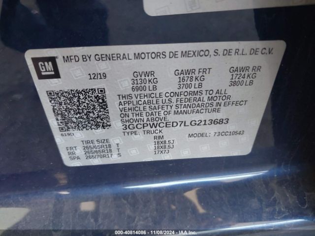 3GCPWCED7LG213683 Chevrolet Silverado 1500 2wd  Short Bed Lt