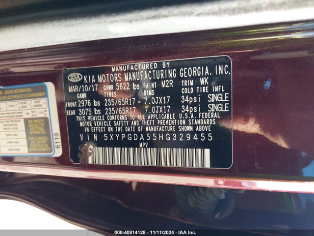 KIA Sorento Lx V6 2017 5XYPGDA55HG329455 Image 9